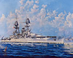 "USS Oklahoma" - James Flood - Naval Art